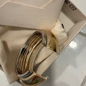 Saint Laurent Gold and Silver Cuff Bracelet